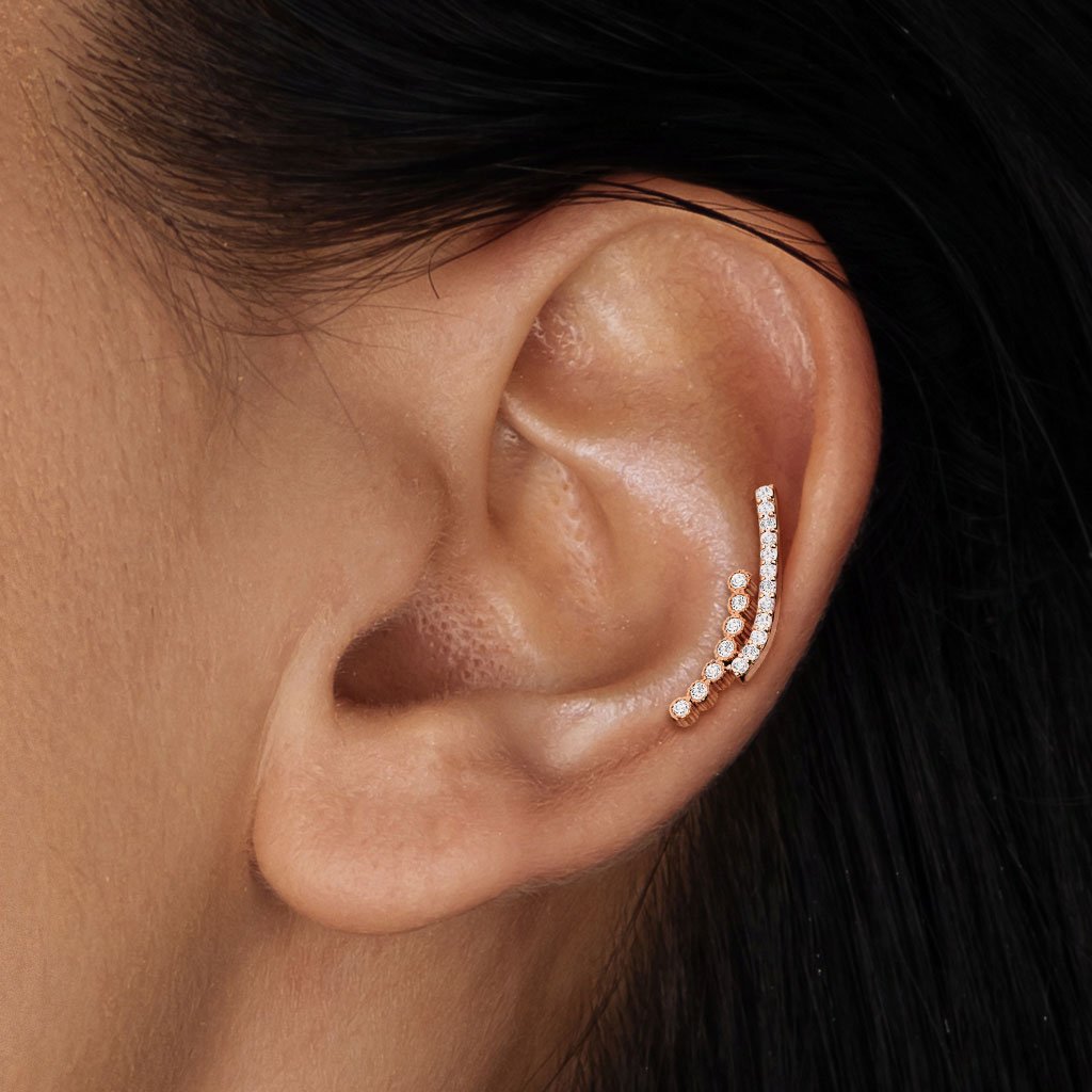 16 Gauge Double Crystal Row Flat Back Stud