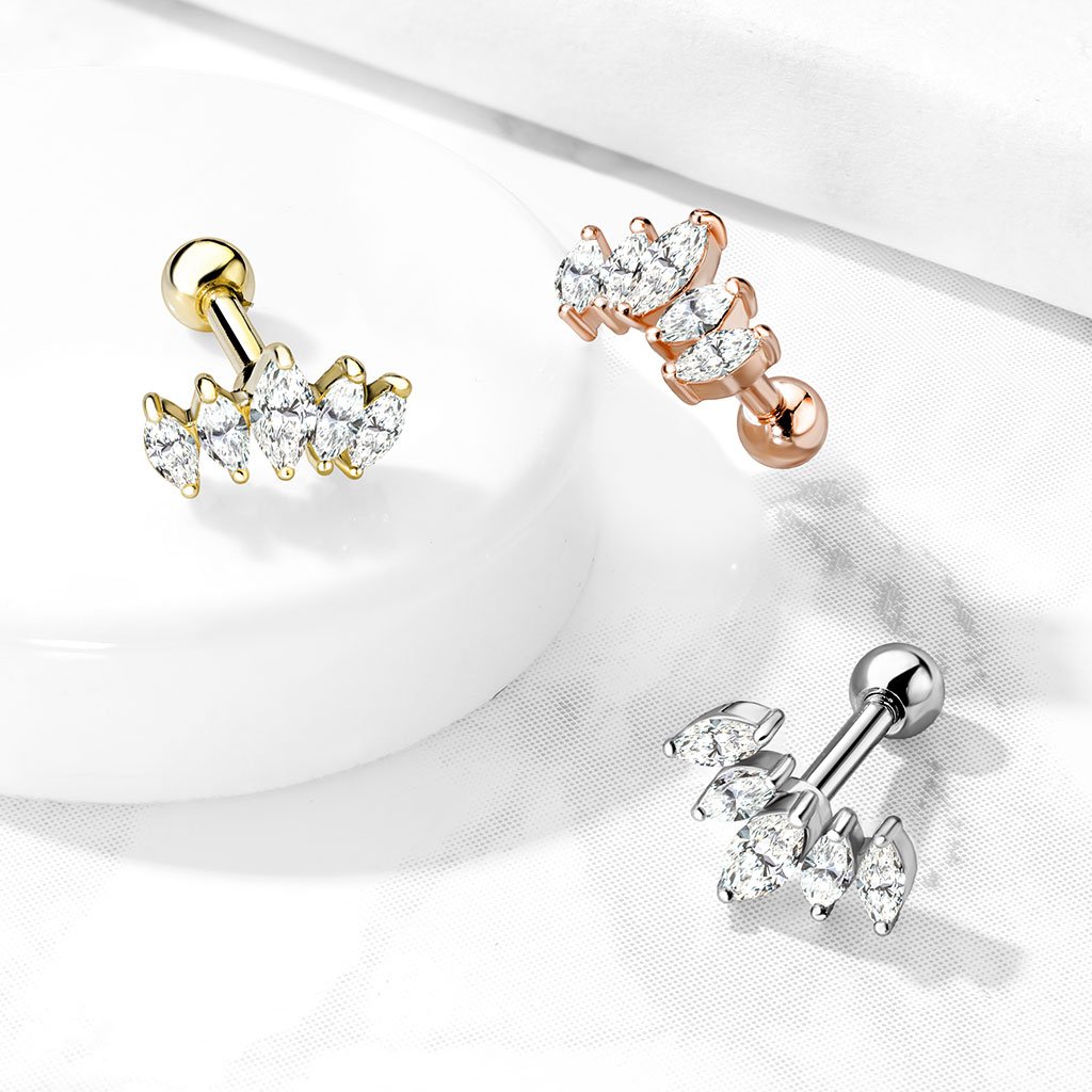 16 Gauge Five Petal Marquise Flower Stud