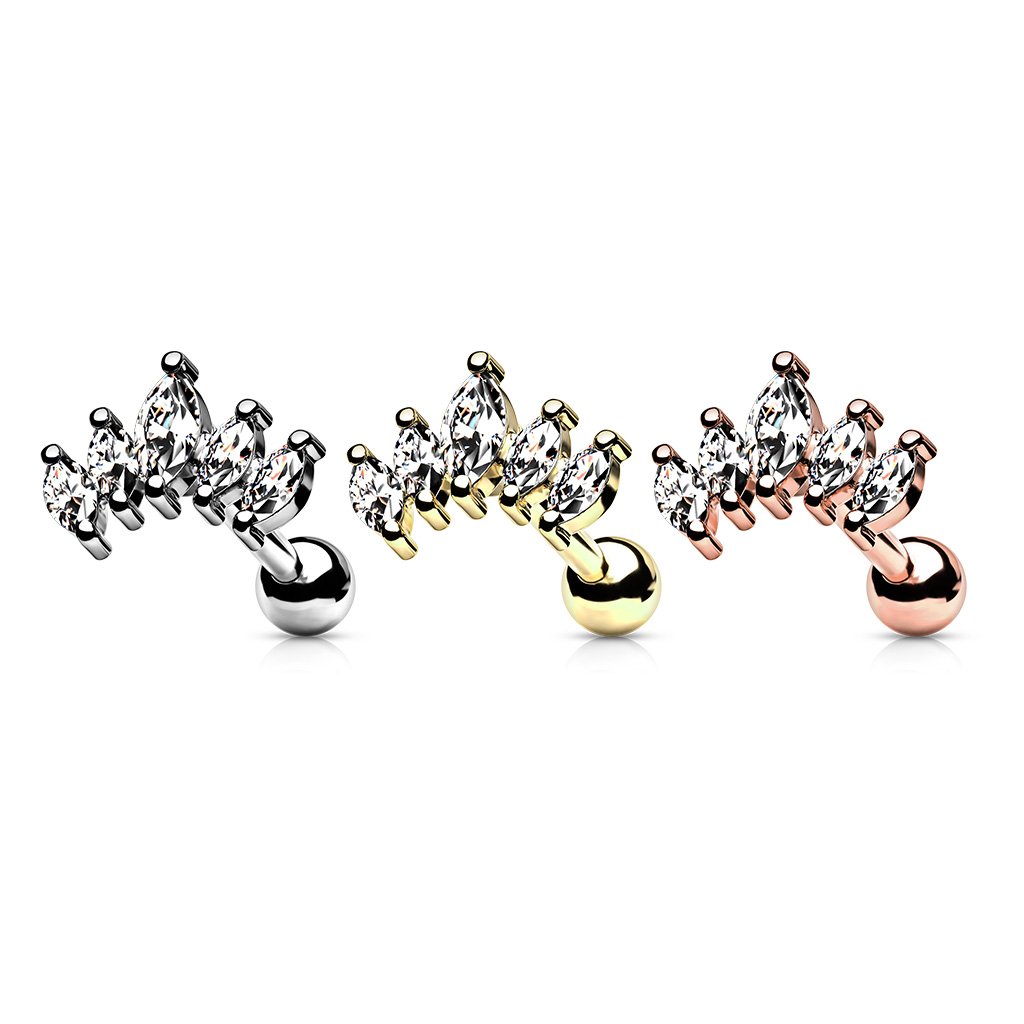 16 Gauge Five Petal Marquise Flower Stud