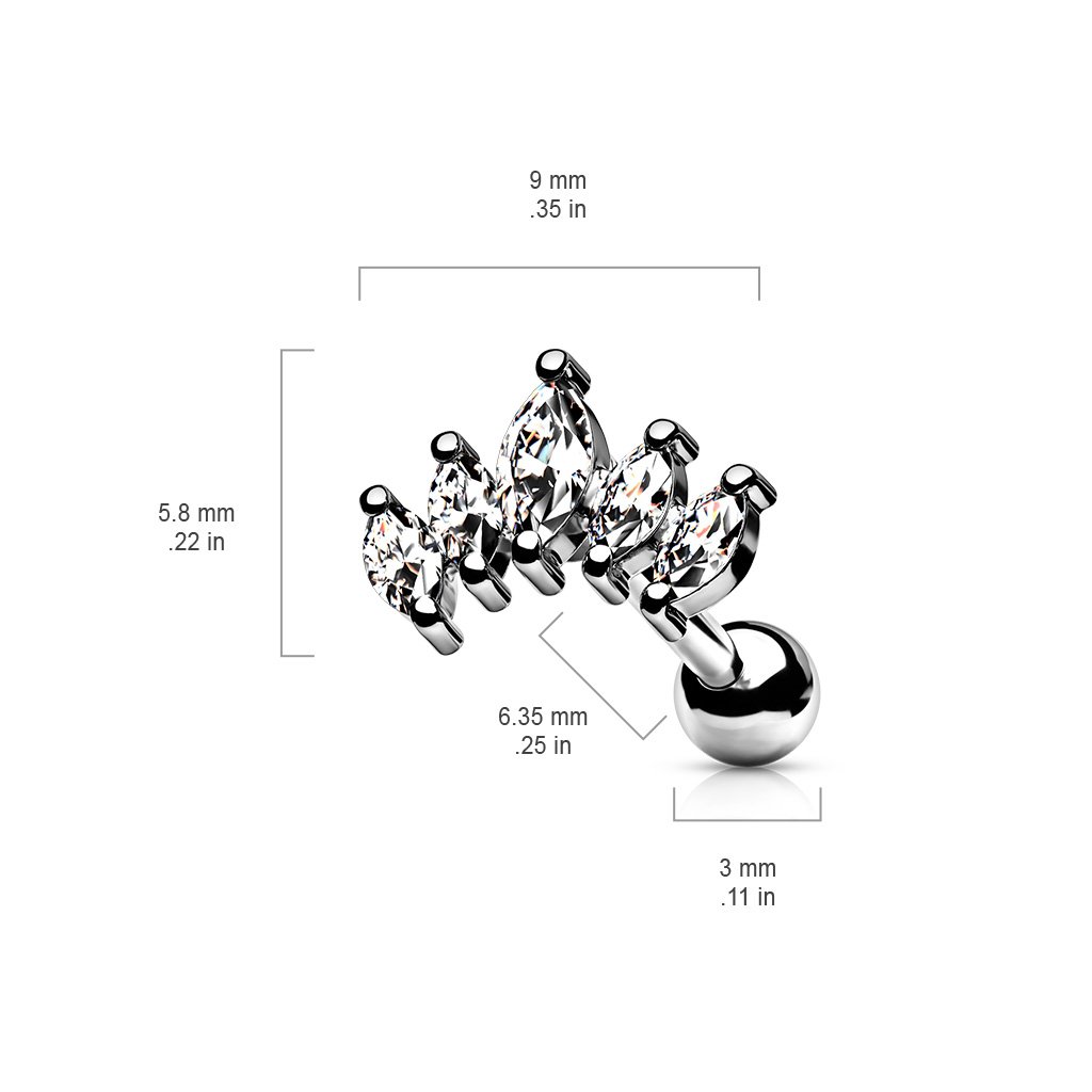 16 Gauge Five Petal Marquise Flower Stud