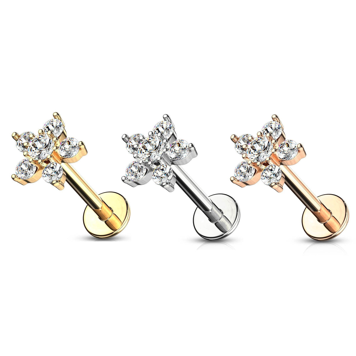 16 Gauge Flat Back Internally Threaded Flower Stud