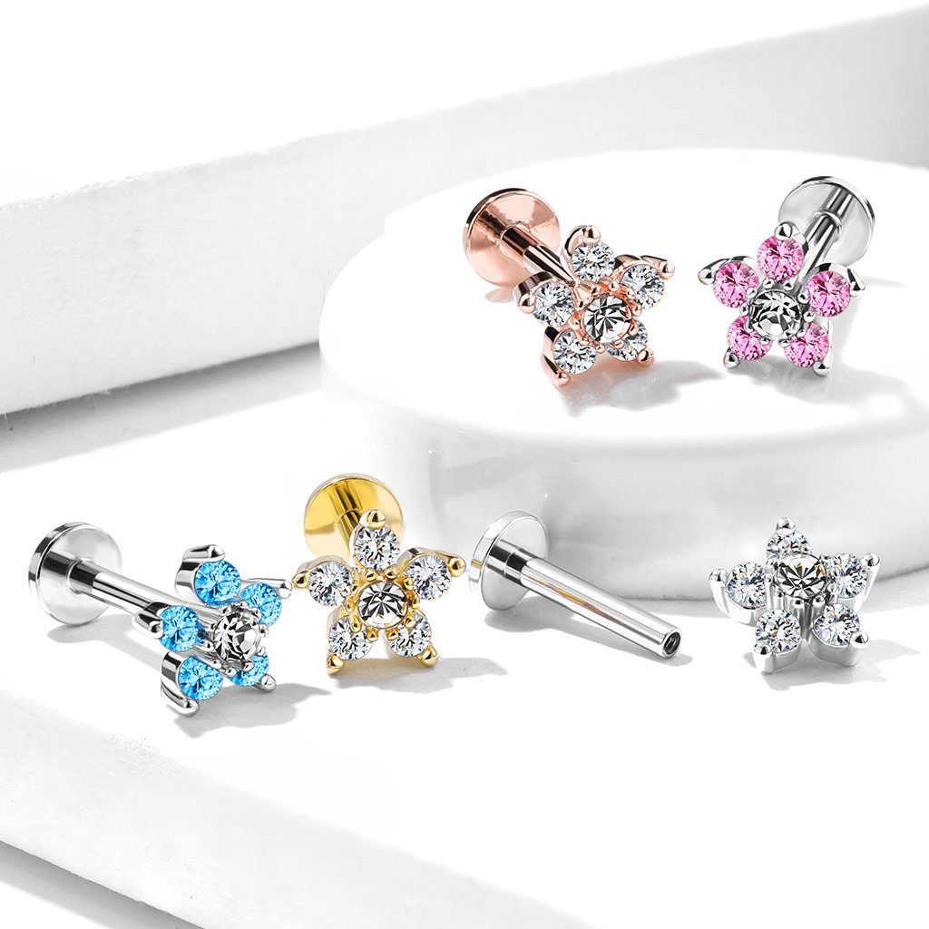 16 Gauge Flat Back Internally Threaded Flower Stud