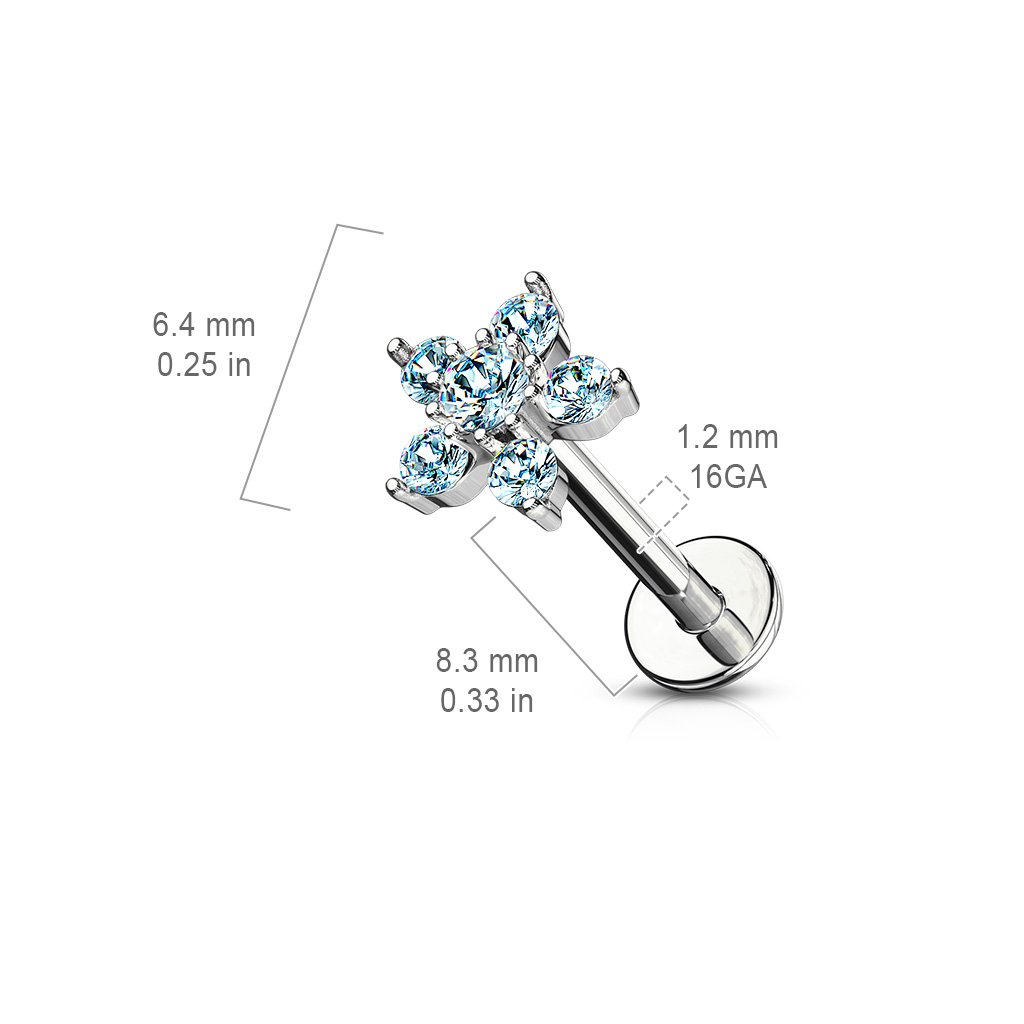 16 Gauge Flat Back Internally Threaded Flower Stud