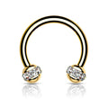 16 Gauge Golden Crystal Band Circular Barbell / Horseshoe