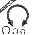 16 Gauge Matte Black Spike Horseshoe Barbell