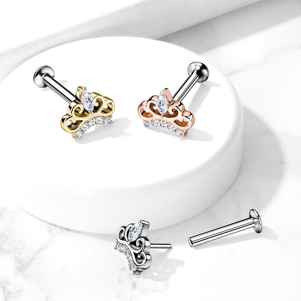 16 Gauge Push Fit Crystal Tiara Flat Back Stud