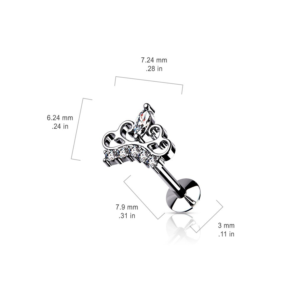 16 Gauge Push Fit Crystal Tiara Flat Back Stud
