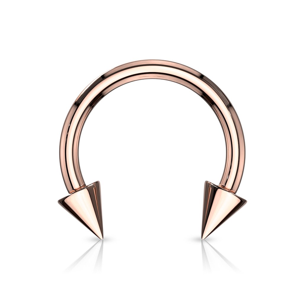Rose Gold Spike Horseshoe Barbell