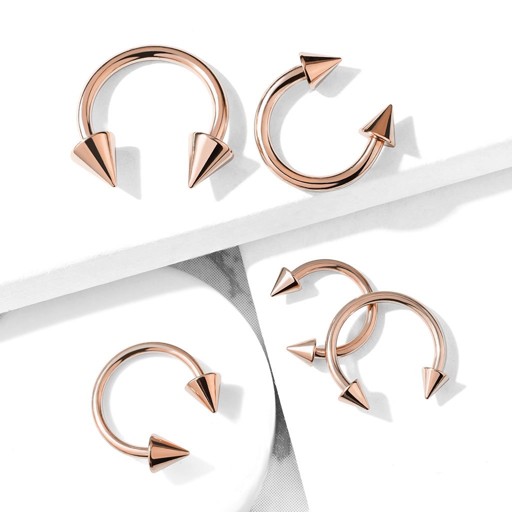 Rose Gold Spike Horseshoe Barbell