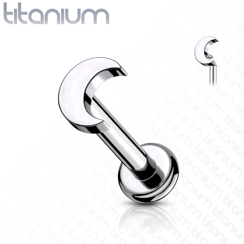 16 Gauge Titanium Internally Threaded Moon Flat Back Stud