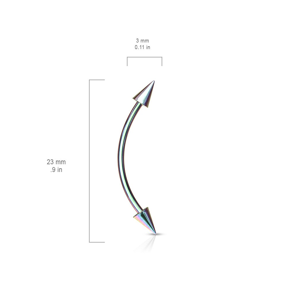 316L Surgical Steel Curved Barbell With Spike Ends