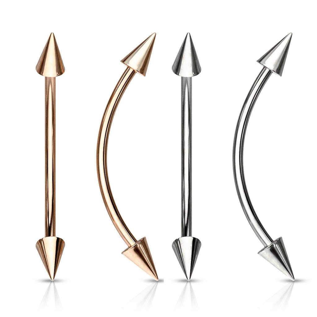316L Surgical Steel Curved Barbell With Spike Ends