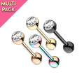 4 Pack 14 Gauge 16MM Surgical Steel Rainbow Barbell