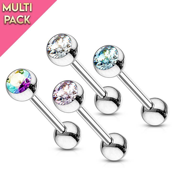 4 Pack 14 Gauge  16MM Surgical Steel Straight Barbell