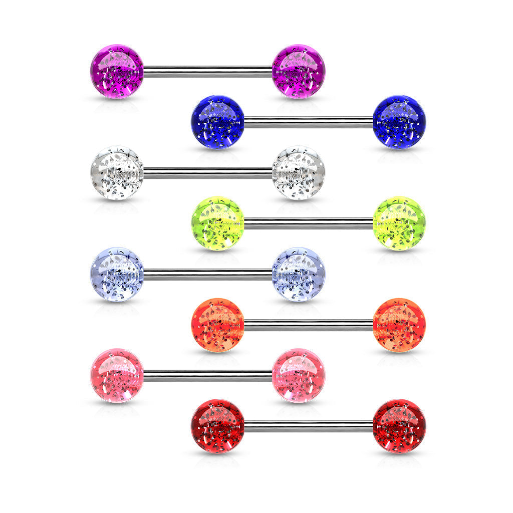 Acrylic Glitter Ball Stainless Steel Barbell