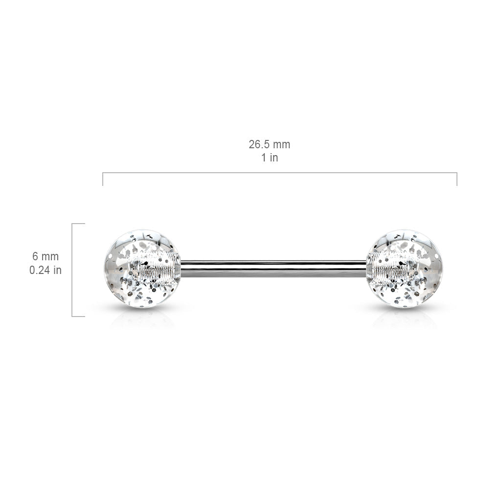 Acrylic Glitter Ball Stainless Steel Barbell