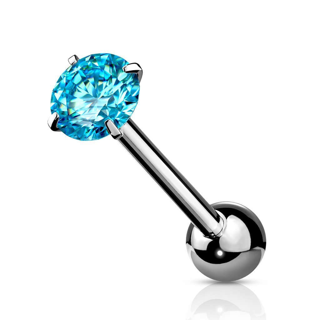 Crystal Prong Tongue Barbell