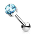 Flat Top Crystal Tongue Barbell