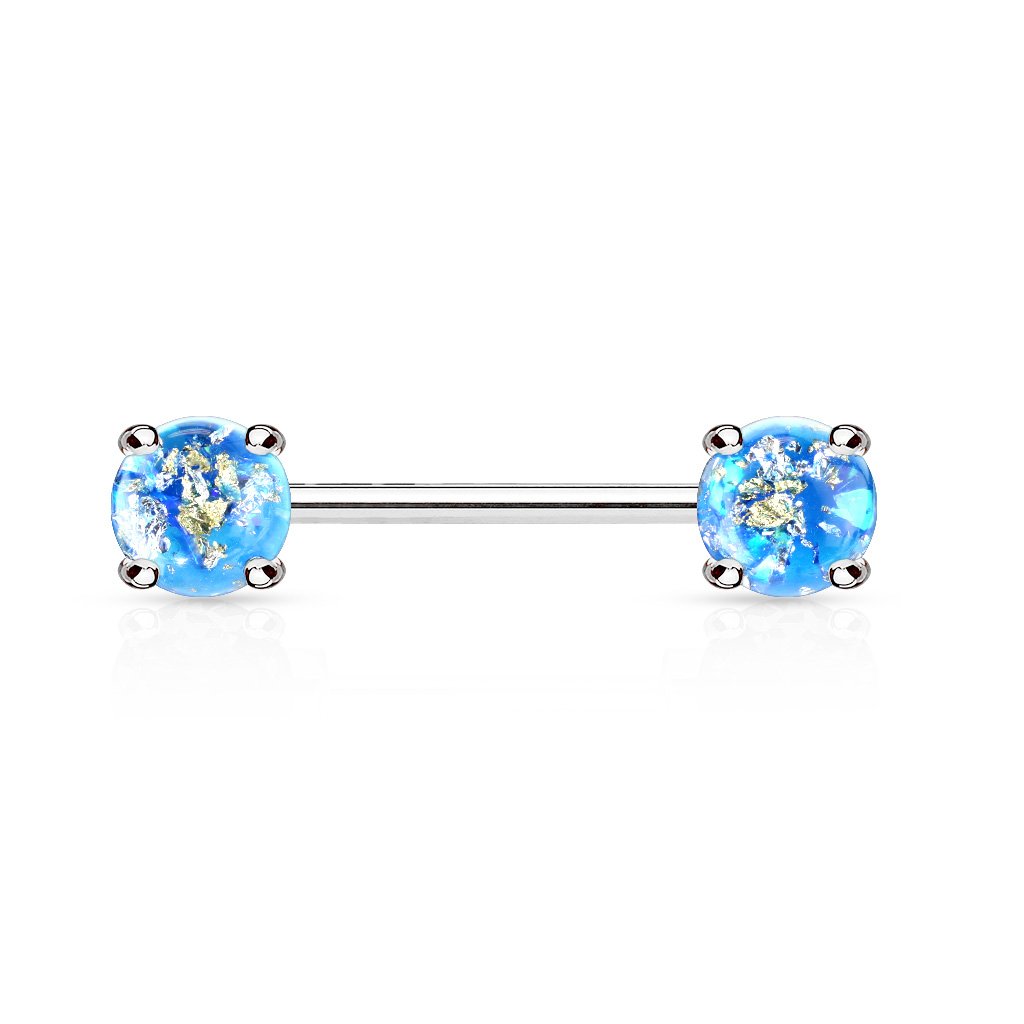 14 Gauge Lava Opal Glitter Barbell Nipple Ring