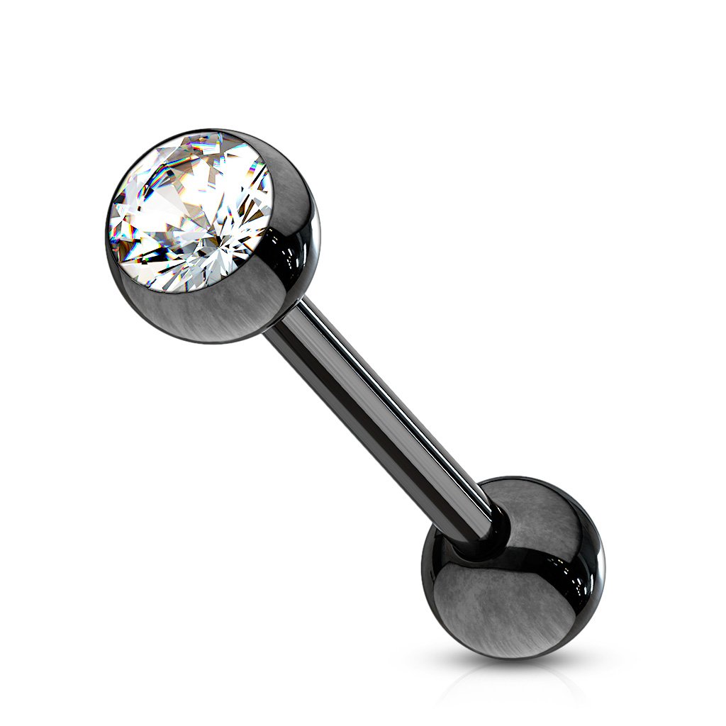 14 Gauge Press Fit PVD Crystal Barbell