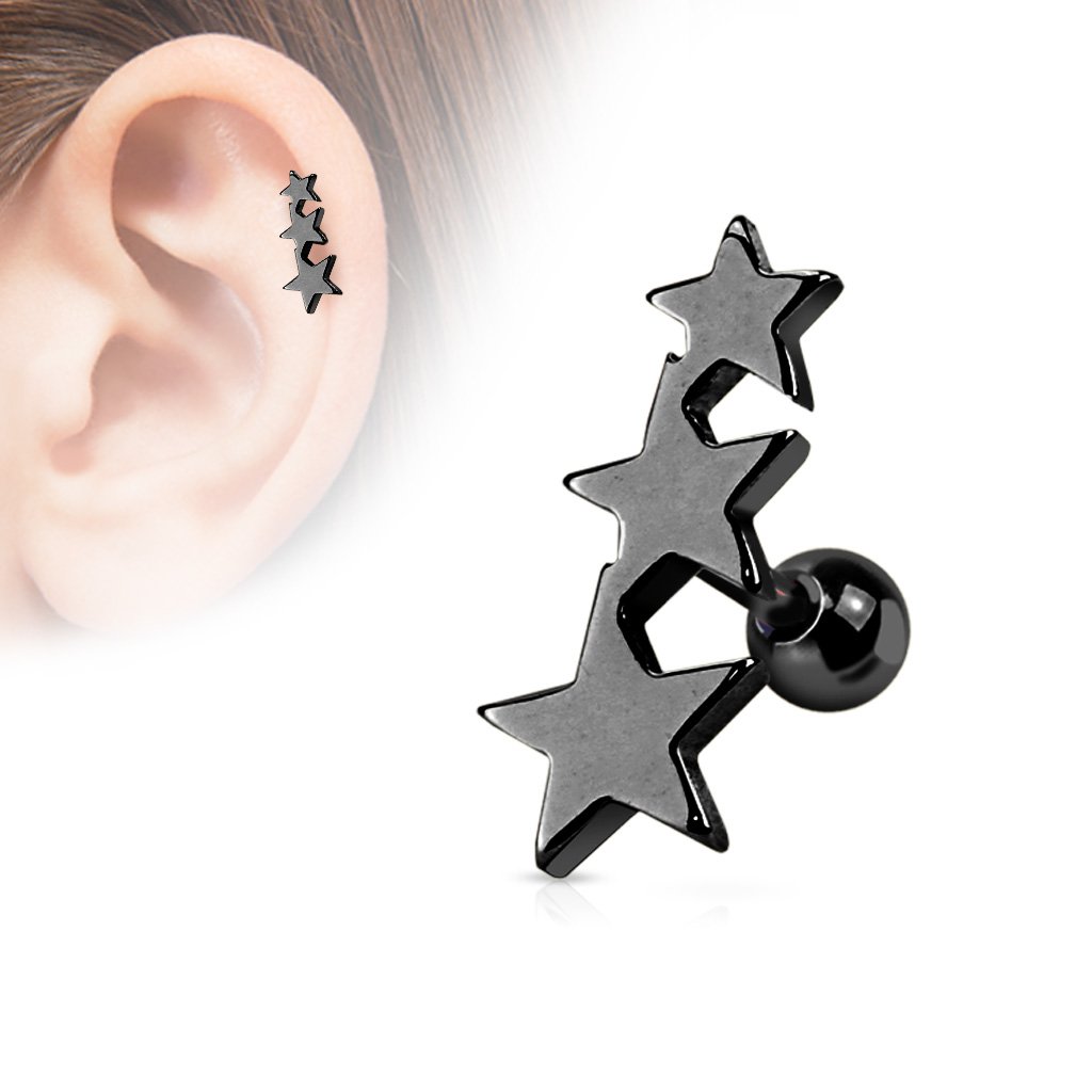 16 Gauge Star Trio Tragus/Cartilage Stud