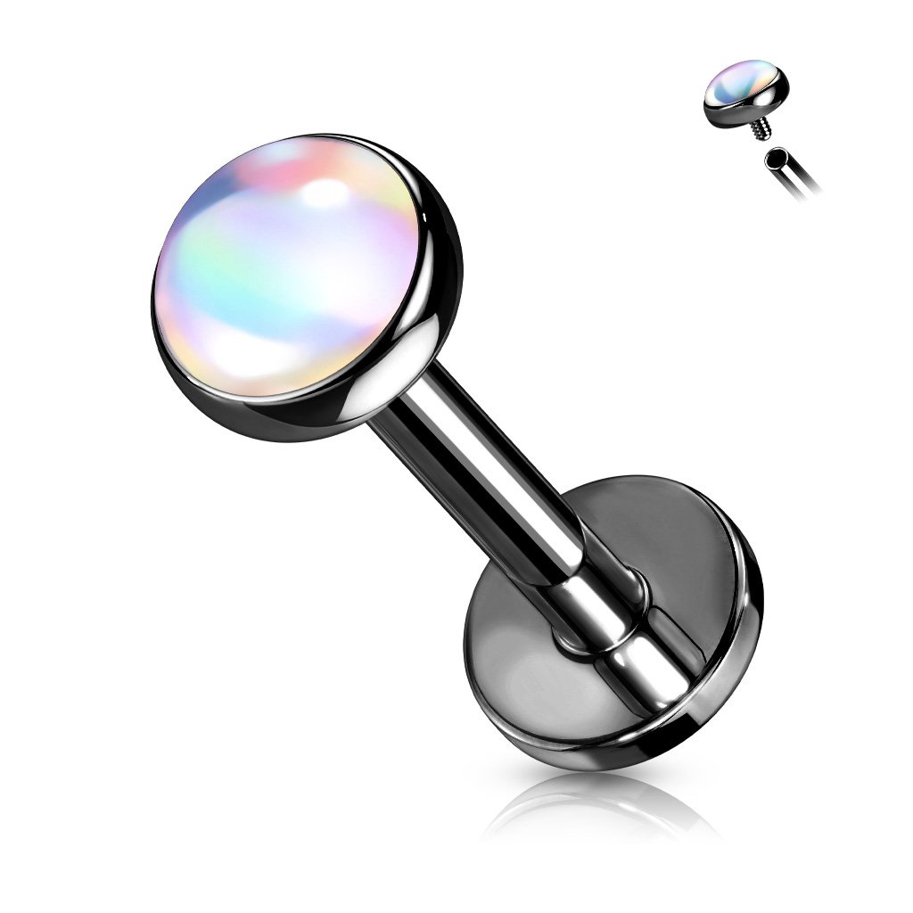 16 Gauge Iridescent Opal Top Internally Threaded Stud