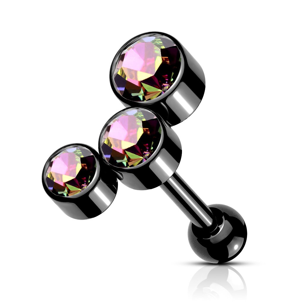16 Gauge Chunky Crystal Trio Cartilage / Tragus Barbell Stud