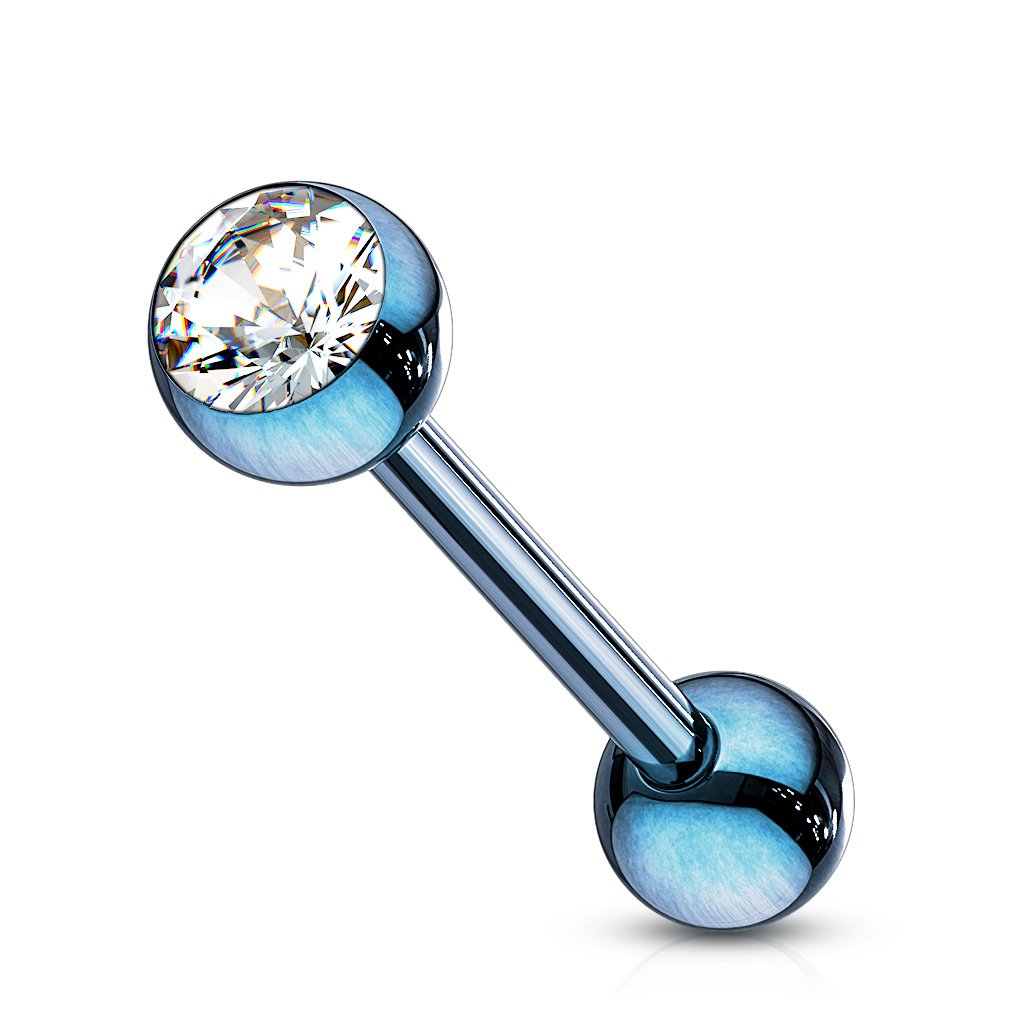 14 Gauge Press Fit PVD Crystal Barbell