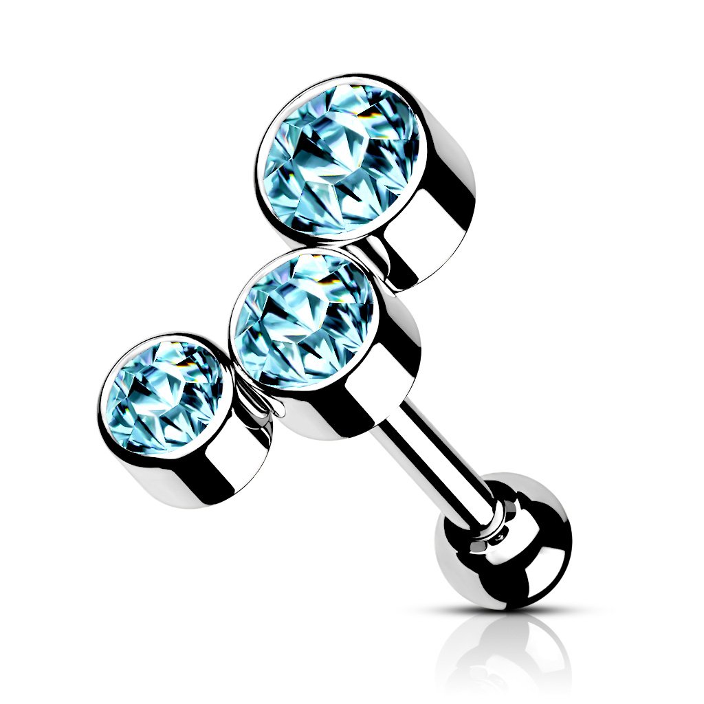 16 Gauge Chunky Crystal Trio Cartilage / Tragus Barbell Stud