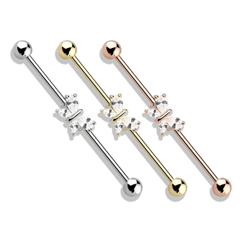 Crystal Butterfly Industrial Barbell