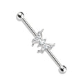 Crystal Butterfly Industrial Barbell - Silver
