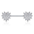 15 Gauge Crystal Cluster Heart Barbell Nipple Ring