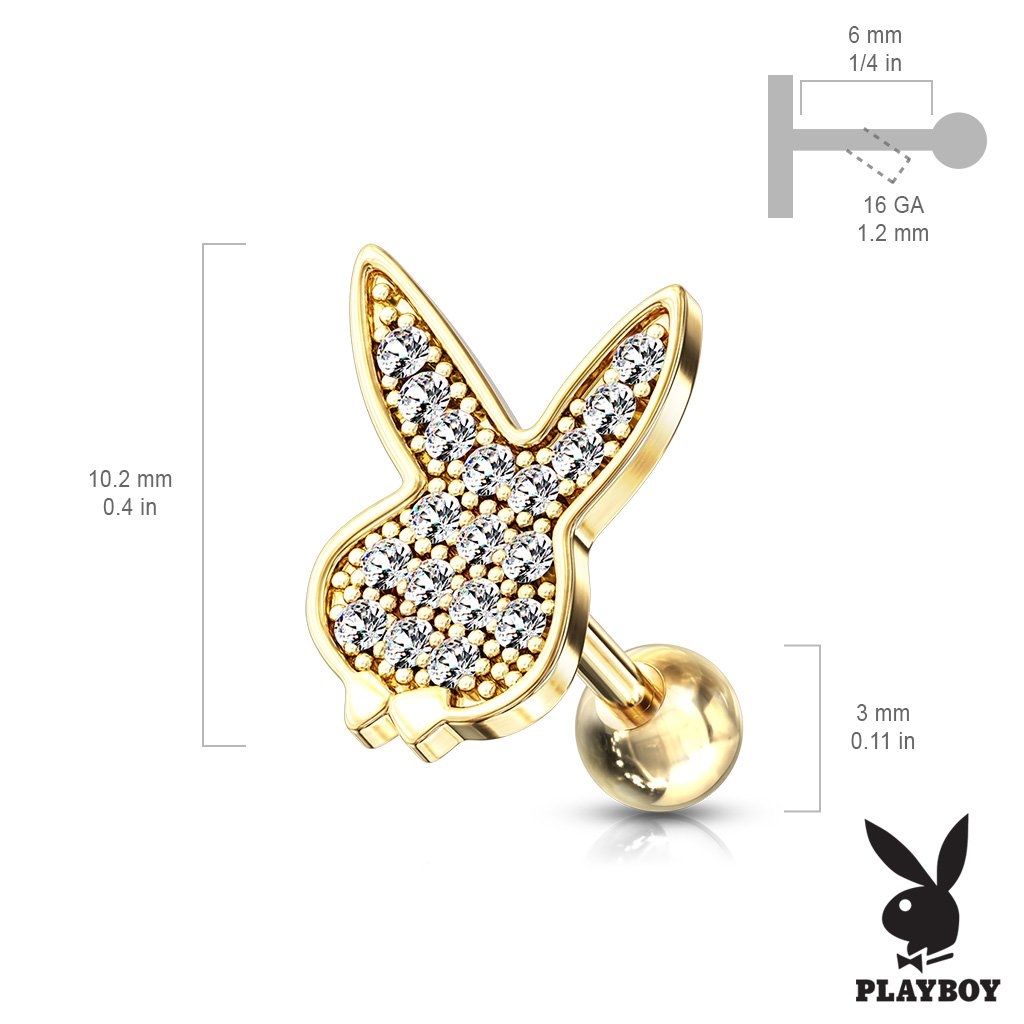 Crystal Paved Playboy Stud For Ear, Cartilage & More