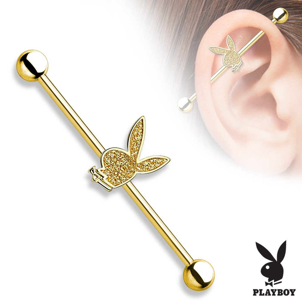 Glitter Playboy Industrial Barbell - Gold