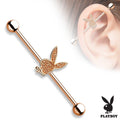 Crystal Playboy Industrial Barbell - Rose Gold