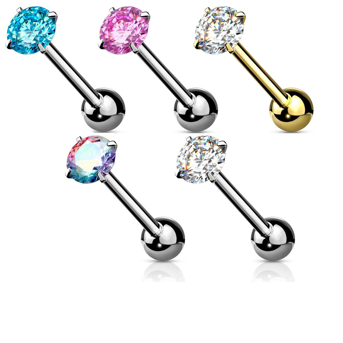 Crystal Prong Tongue Barbell