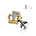 20 Gauge Press Fit Dainty Crystal Crown Cartilage Stud