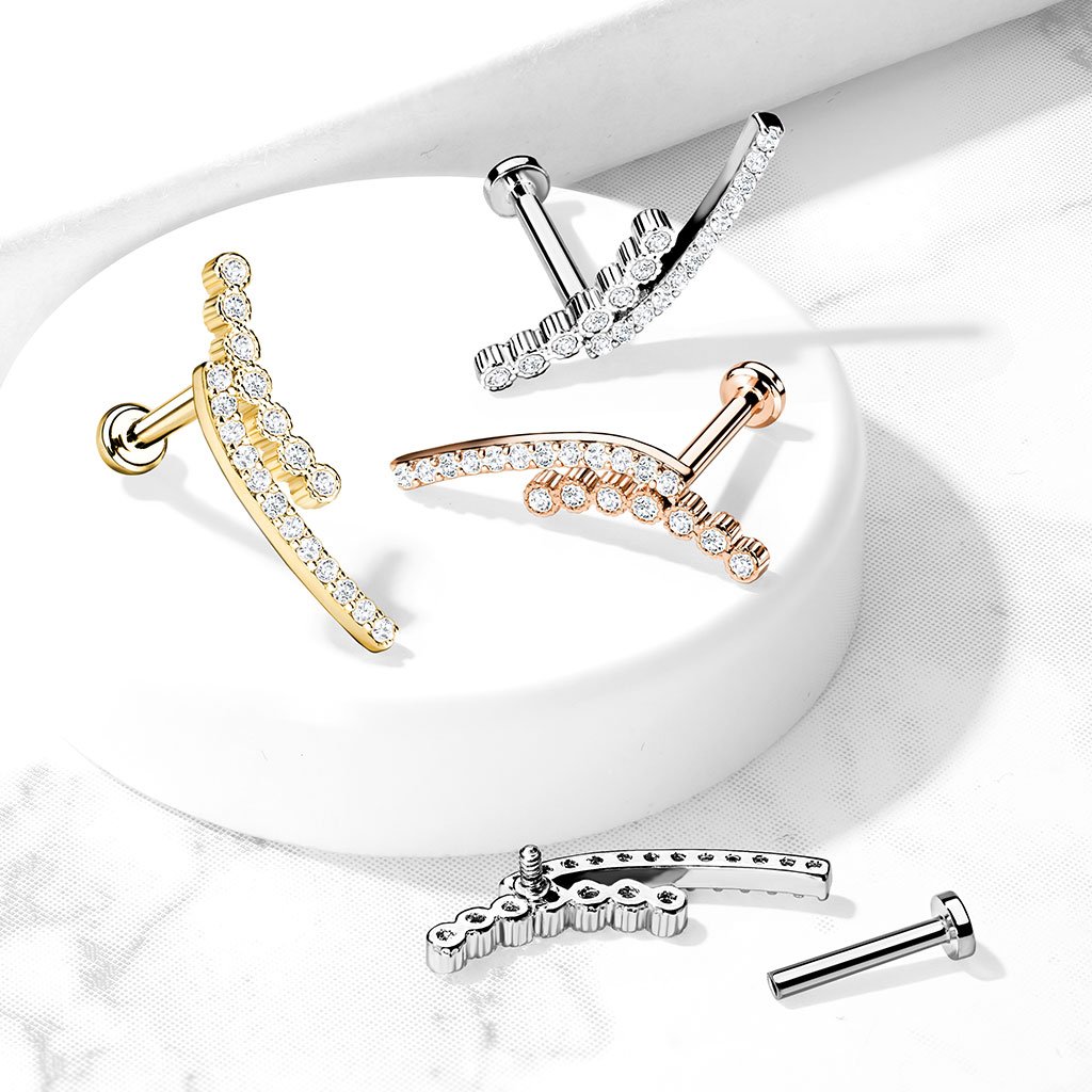 16 Gauge Double Crystal Row Flat Back Stud