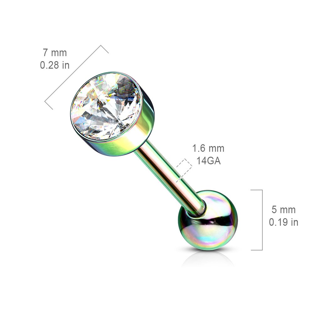 Flat Top Crystal Tongue Barbell