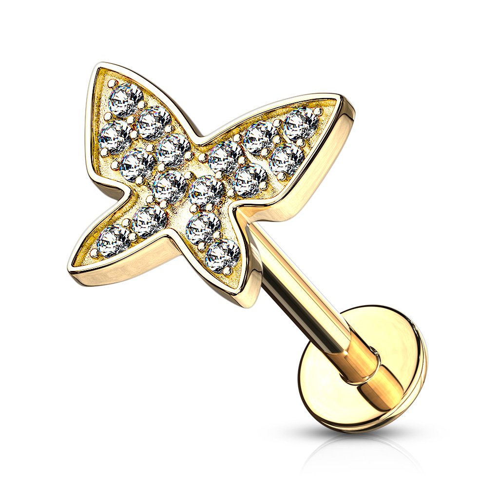 16 Gauge Butterfly Top Flat Back Cartilage / Tragus Barbell Stud