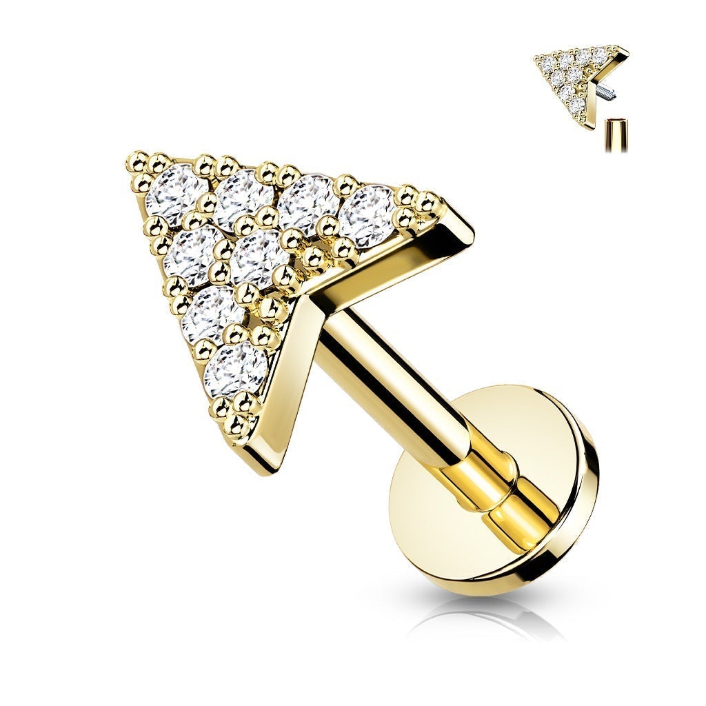 16 Gauge Crystal Chevron Internally Threaded Stud