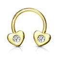 16 Gauge Crystal Heart Horseshoe Barbell