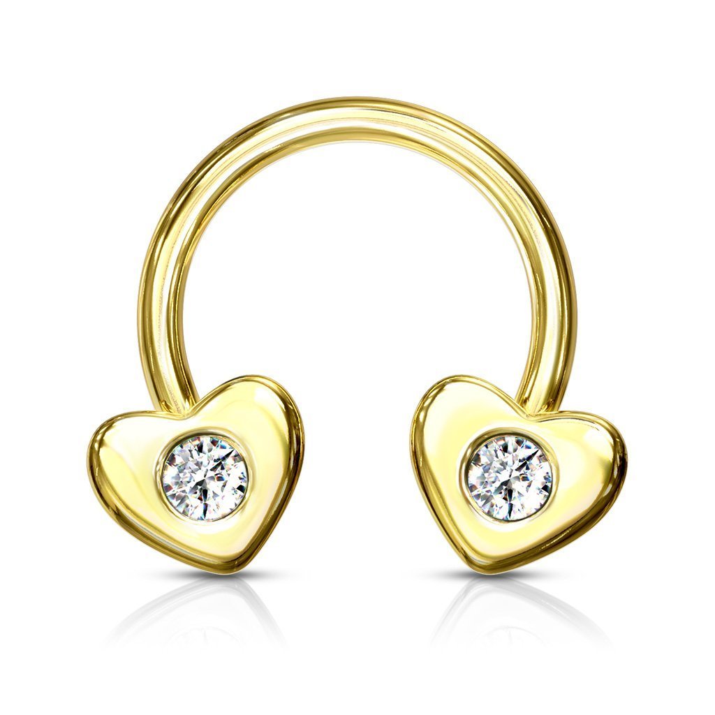 16 Gauge Crystal Heart Horseshoe Barbell