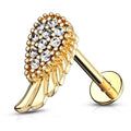 16 Gauge Internally Threaded Crystal Wing Flat Back Stud