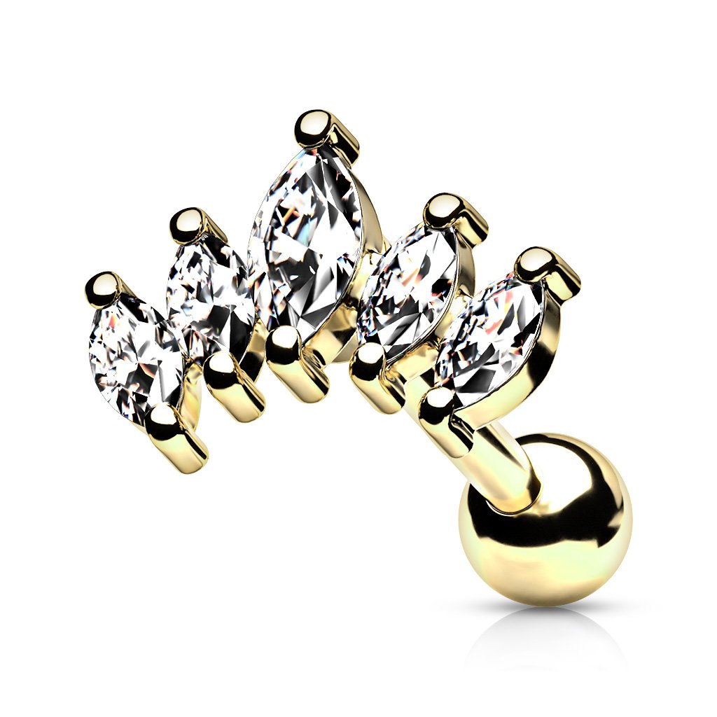 16 Gauge Five Petal Marquise Flower Stud