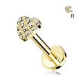 16 Gauge Flat Back Internally Threaded Diamond Cut Heart Stud