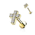 16 Gauge Internally Threaded Cross Cartilage / Tragus Barbell Stud