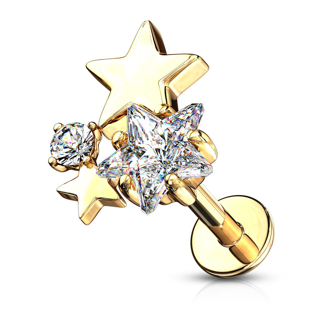 16 Gauge Crystal Star Top Flat Back Stud