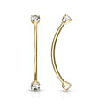 316L Surgical Steel Curved Barbell With Crystal Ends