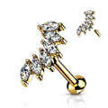 16 Gauge Flat Back Internally Threaded Marquise Flower Stud